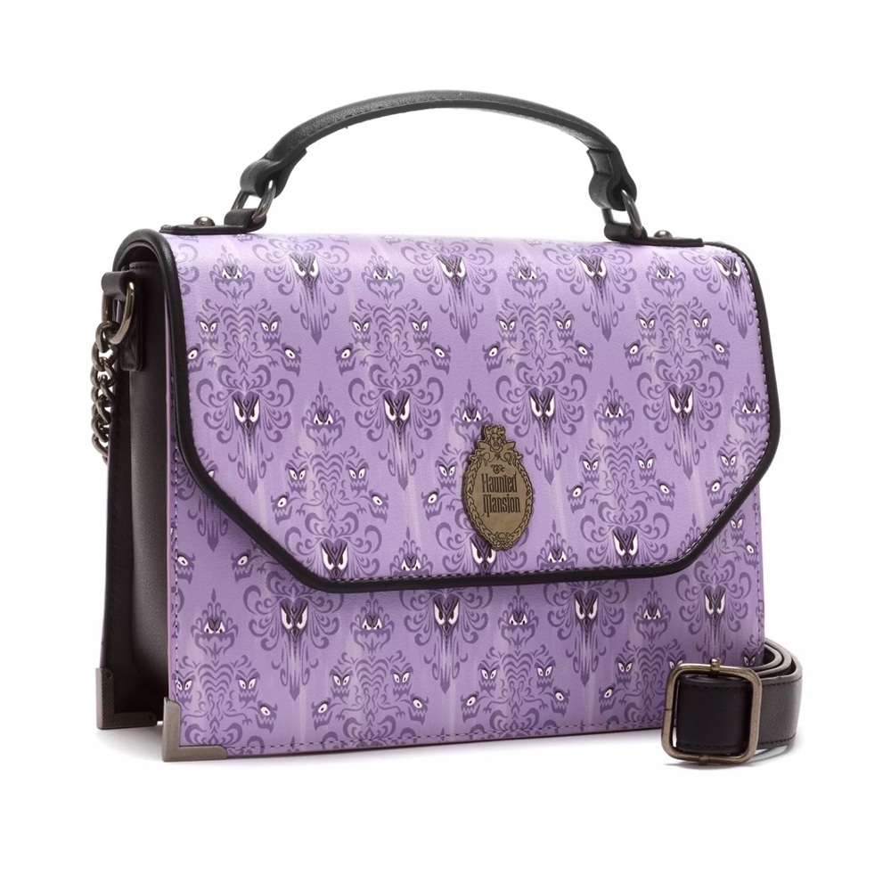 NEW Loungefly Disney The Haunted Mansion Wallpaper Crossbody Handbag 👀 💜✨